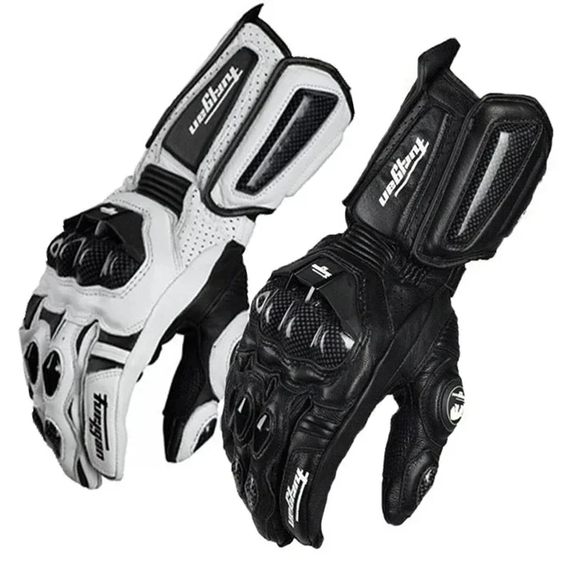 Horse Riding Glove - ถุงมือหนังแท้สำหรับผู้ชาย ขี่มอเตอร์ไซค์ สำหรับแข่งรถ กันน้ำ หน้าจอสัมผัสได้ สำหรับมอเตอร์ครอส