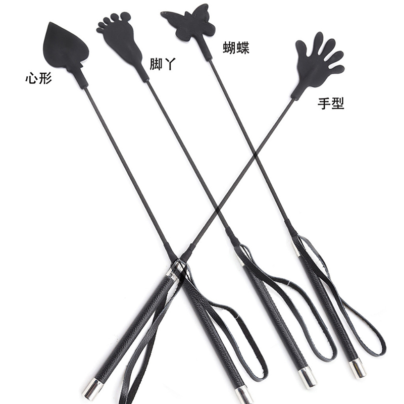 Riding Crop Dressage - 55ซม. ชุดฝึกม้าทำจากซิลิโคนสีดำทรงผีเสื้อทรงยาวตรงแส้สำหรับฝึกม้า