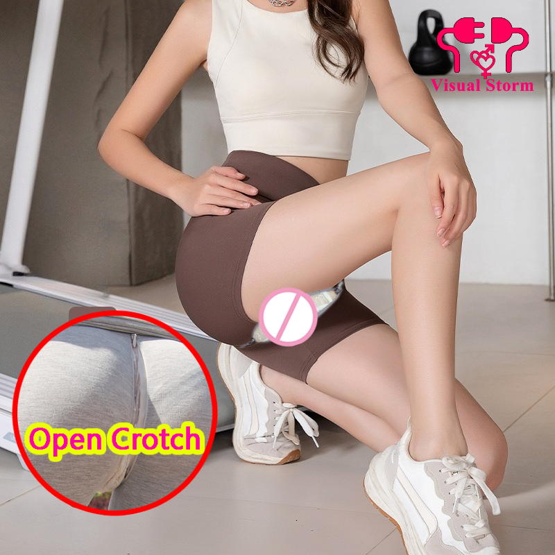 Outdoor Sport Leggings - ผู้หญิงเปิด Crotch กางเกงซิปกางเกงขาสั้นกางเกงกีฬา Crotchless กางเกงขายาวกลางแจ้ง Quick
