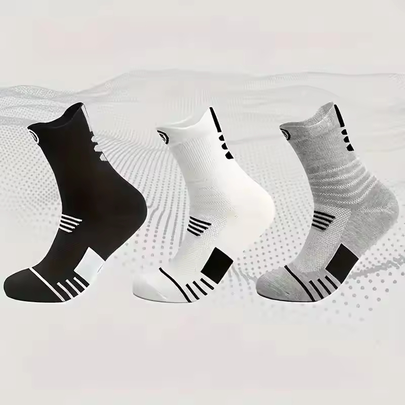 Outdoor Sport Hose - ถุงเท้ากีฬาแบบสวมสบายสำหรับผู้ชาย 3 คู่สำหรับเล่นกีฬากลางแจ้ง