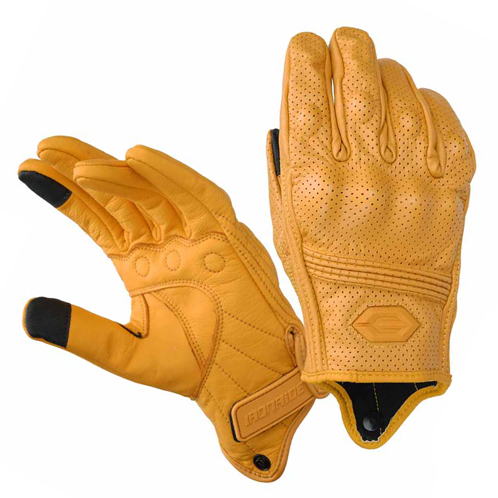 Horse Riding Glove - ถุงมือมอเตอร์ไซค์ ถุงมือหนังสำหรับมอเตอร์ครอส ถุงมือผู้ชายสไตล์เรโทรสำหรับนักขี่มอเตอร์ไซค์ ถุงมือปั่นจักรยาน ถุงมือขี่มอเตอร์ไซค์แบบสัมผัสหน้าจอ ใช้ได้ทุกฤดูกาล