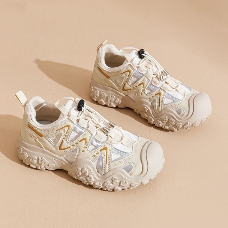 Outdoor Sport Leisure - รองเท้าผ้าใบเดินป่าสำหรับผู้หญิง ระบายอากาศได้ดี พื้นหนา กันลื่น ผูกเชือกเร็ว รองเท้าลำลองสำหรับเดินป่าและเล่นกีฬา