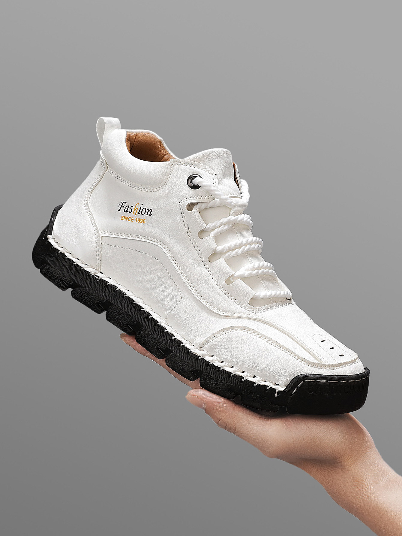 Outdoor Sport Leisure - รองเท้าลำลองแบบมีหัวเข็มขัดทำมือสำหรับผู้ชาย, รองเท้าผ้าใบแบบผูกเชือกพิมพ์ลายตัวอักษรเรียบง่าย, รองเท้าบูทเดินป่ากลางแจ้ง, พื้นรองเท้ายางระบายอากาศได้ดี