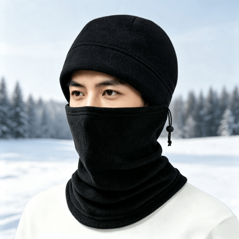 Outdoor Sport Hat - ชุดหมวกและผ้าพันคอฤดูหนาวสำหรับผู้ชายและผู้หญิง หมวกขนแกะกันหนาวสำหรับปั่นจักรยาน กีฬากลางแจ้ง ป้องกันความหนาวเย็น เหมาะสำหรับเล่นสกีและเดินป่า